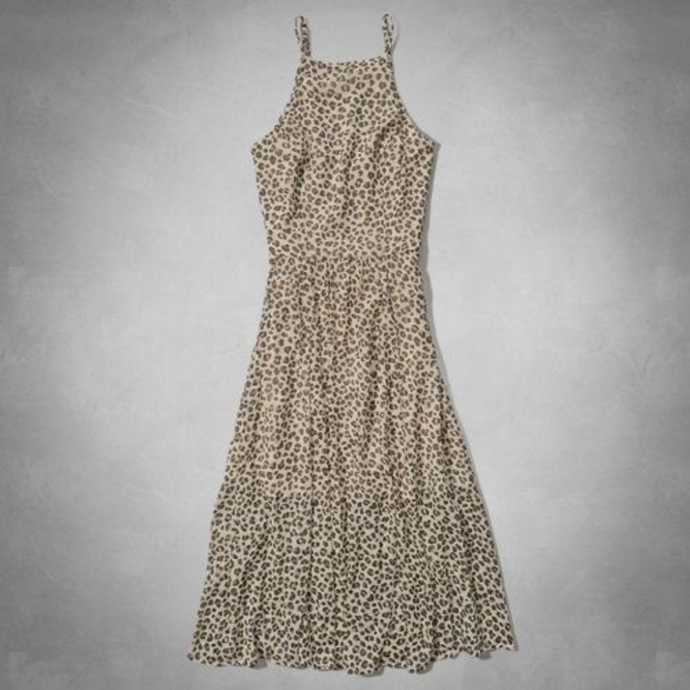 Cross-back leopard dress